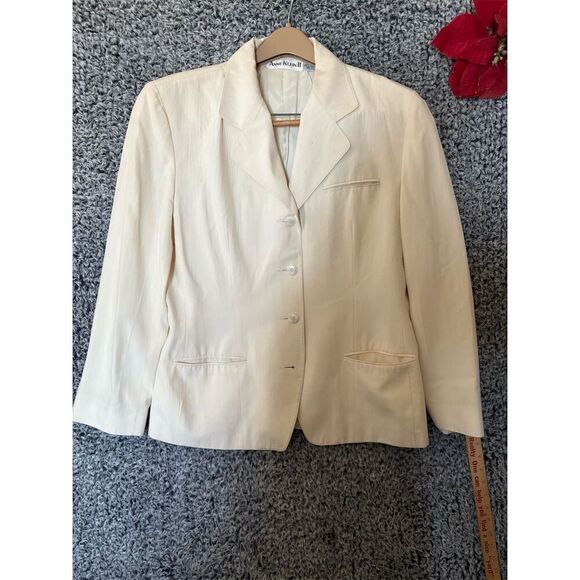 Anne Klein Women's Ivory Silk Jacket Size 10 Vintage Mid-Length Formal - Picture 4 of 11